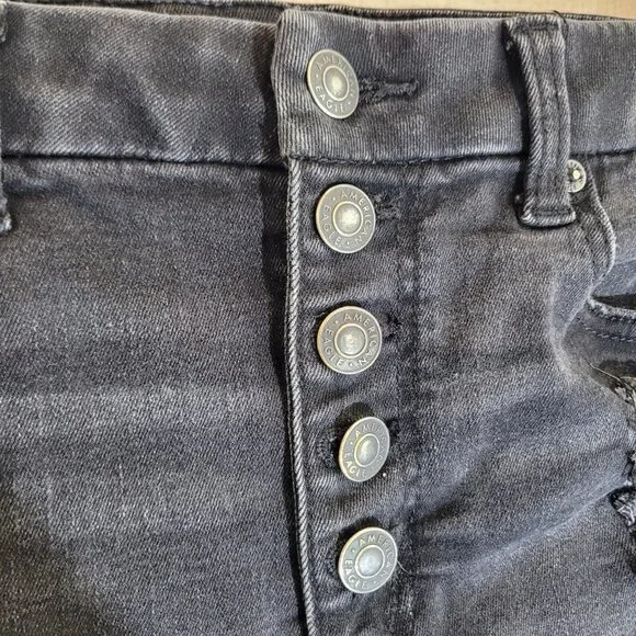 American Eagle Jean Shorts Womens 4 Curvy Super Hi Rise Shortie Denim Button Fly - Picture 3 of 9